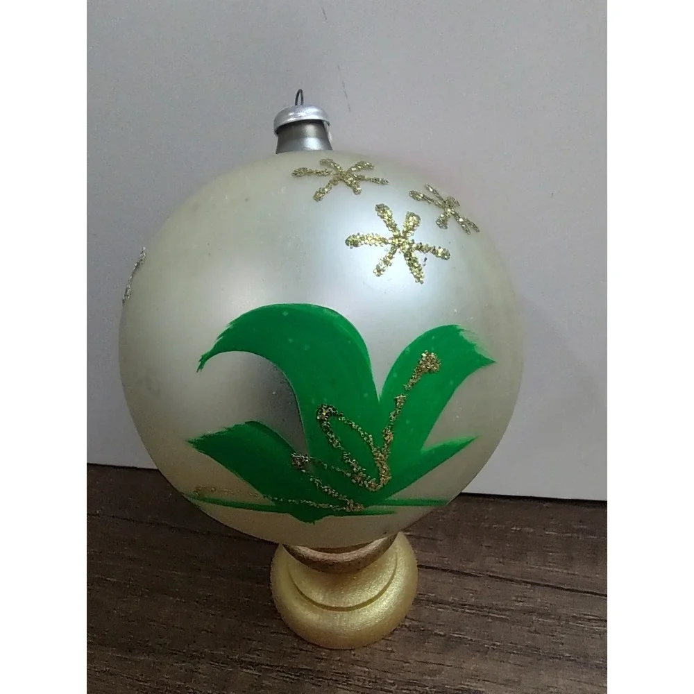Christmas Ornament Italy Blown Glass Ball Hand Painted  Santa Holiday Gnome Elf